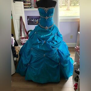 Elegant Blue Ball Gown with Silver Accents